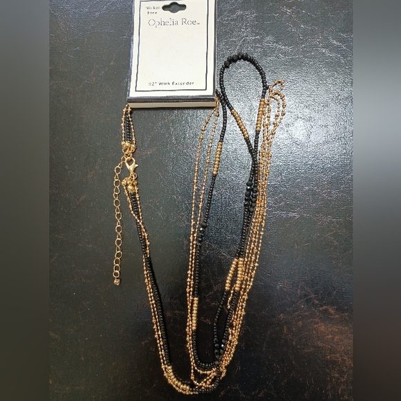 Ophelia Roe Jewelry - Ophelia Roe Black and Gold Necklace 32"
